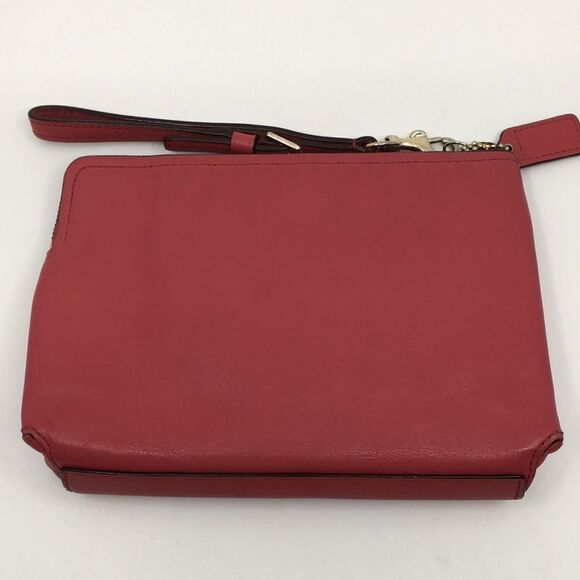 Coach Leather Large Wristlet Dark Pink Makeup Cosmetics Bag - Picture 8 of 16